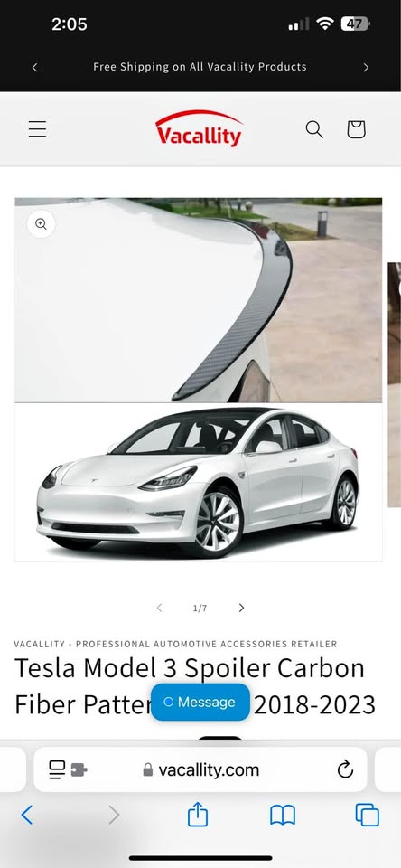 Vacallity Tesla Model 3 Spoiler Carbon Fiber Patterned For 2018-2023 (new)