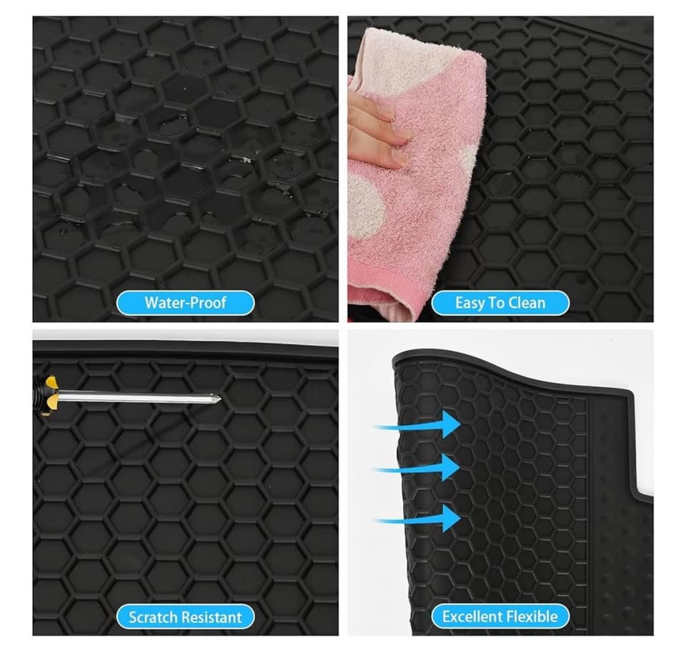 Car Floor Mats Custom Fit for Tesla Model Y 2020-2024 Full Black Rubber Auto Liner Mats (411)