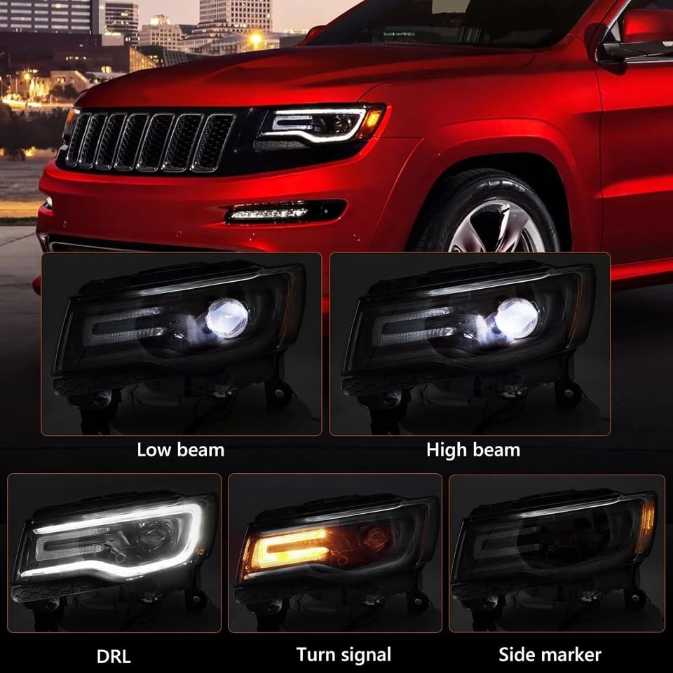 Left HID Headlight for Jeep Grand Cherokee 2014-2016 Xenon Black Housing (Driver Side)