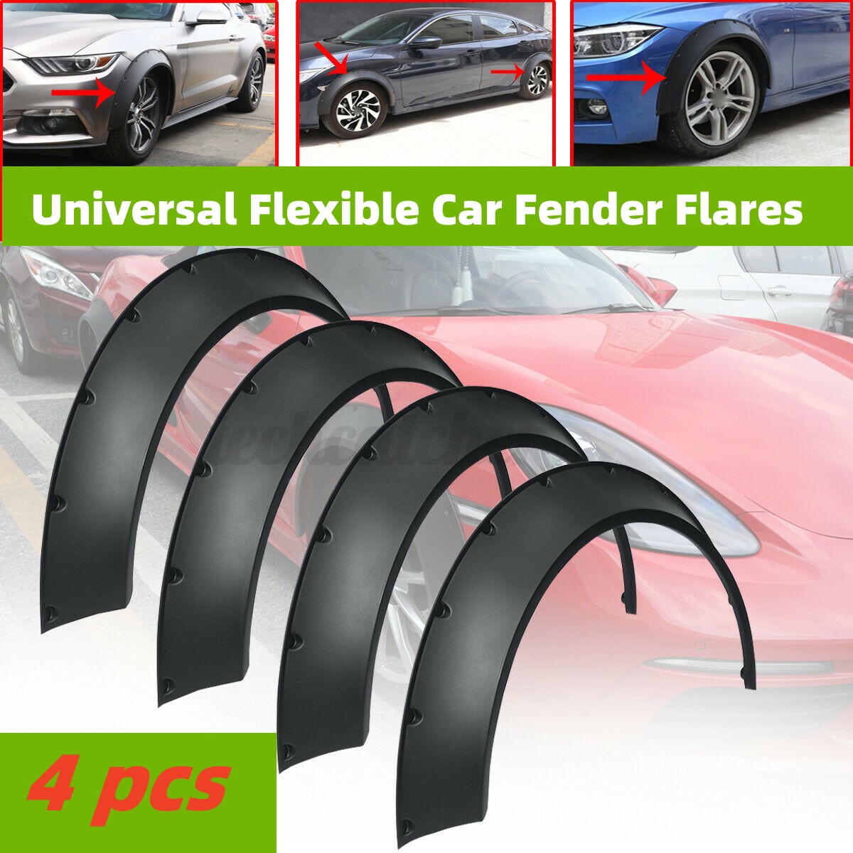 Universal Flexible Fender Flares — 4pc Wheel Arch Extension Kit (3.1"/80mm)