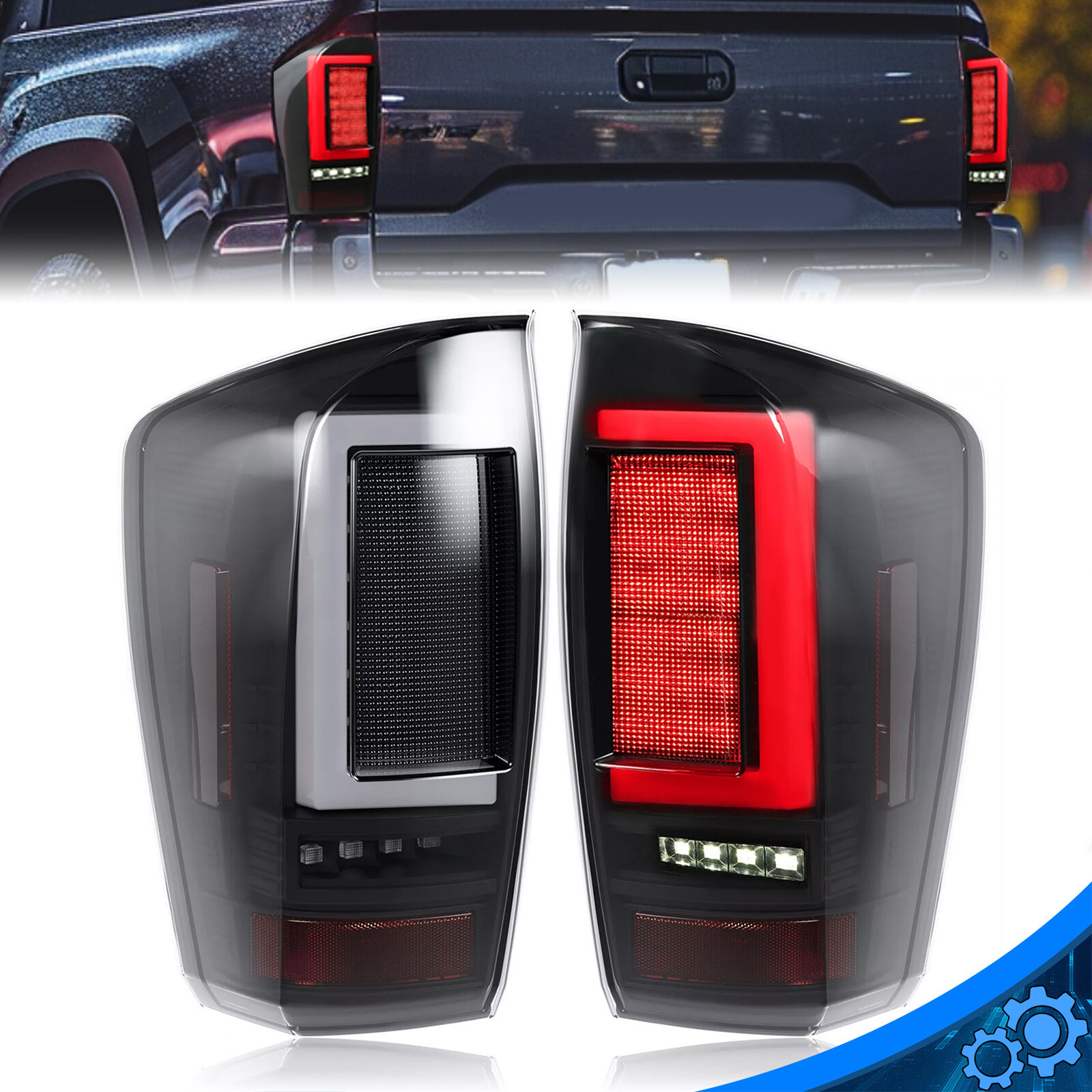 LED Rear Tail Lights Brake Lamp Pair For Toyota Tacoma 2016-2023 Smoke