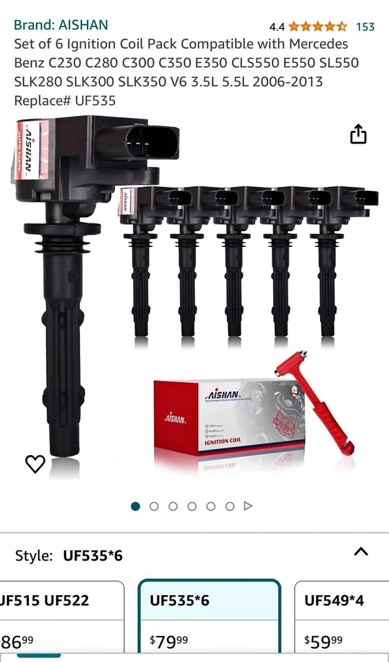 AISHAN Ignition Coil Pack — Set of 6, Mercedes V6 3.5L (UF535, New)