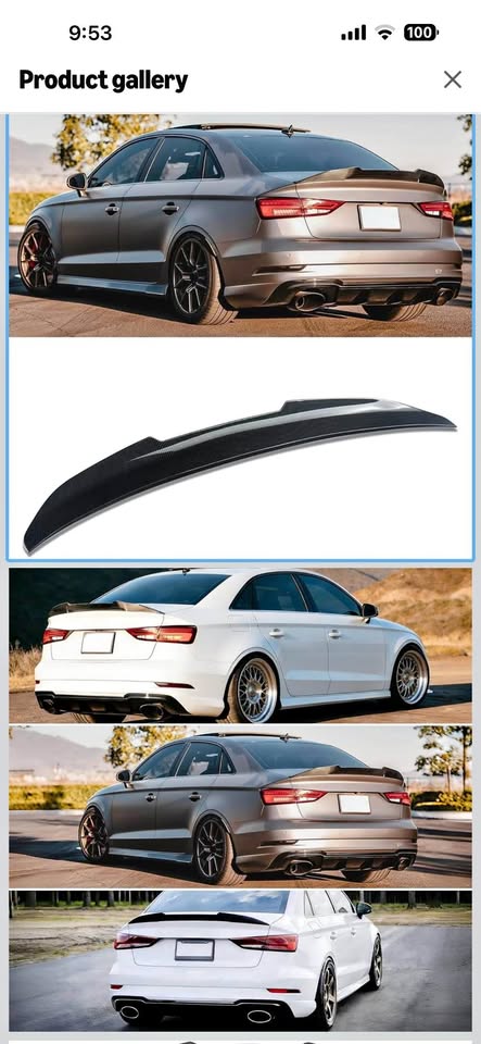 Audi A3 / S3 / RS3 Carbon Fiber Style Rear Spoiler